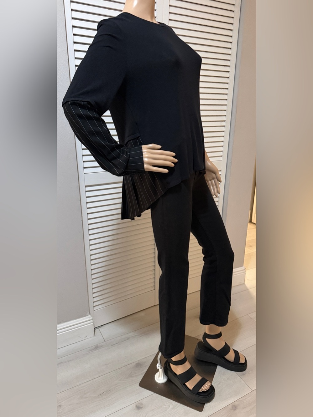 Chic and unique Generation Love “Choose Love” mixed media top in classic black.